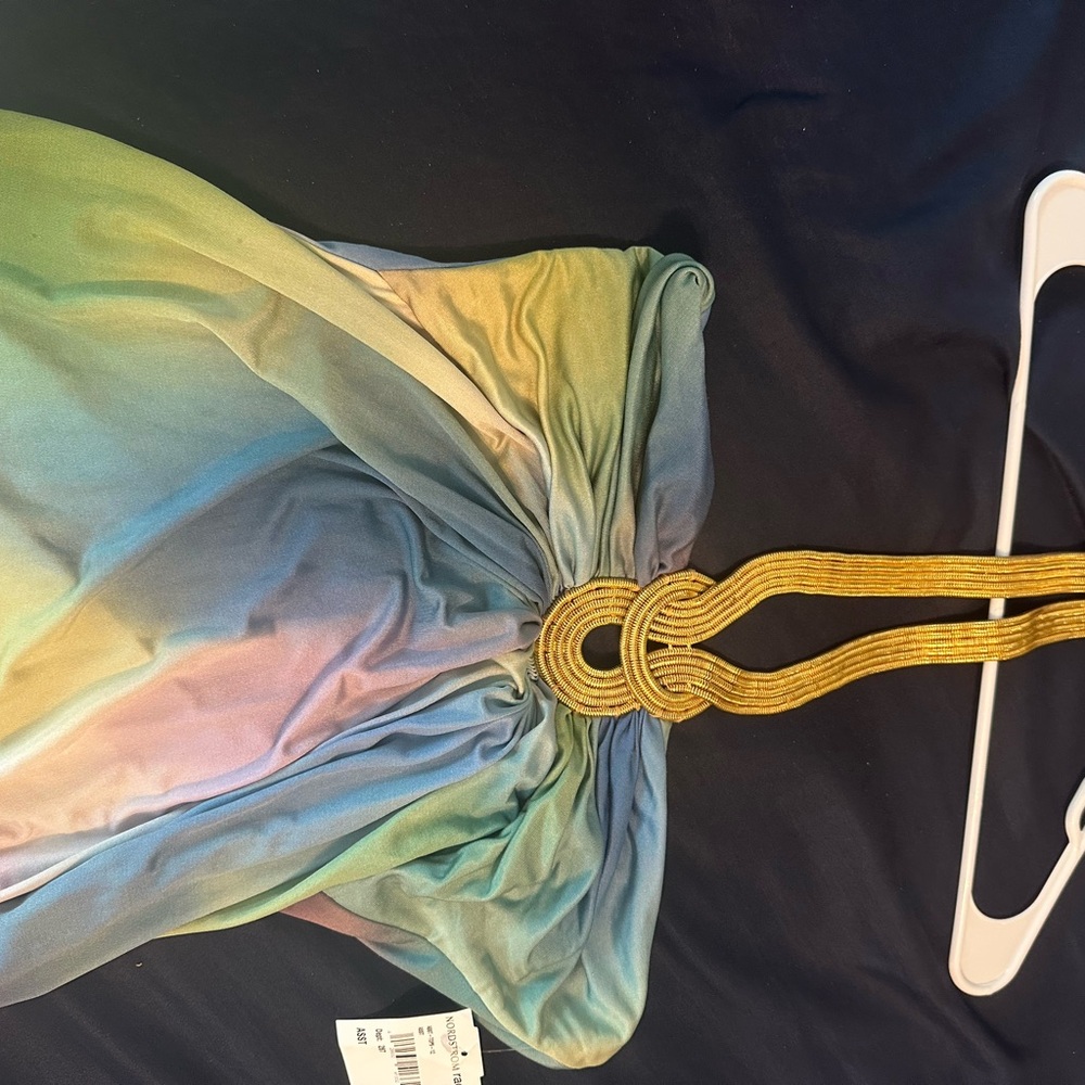 Sky Multicolor Dress with Gold Accents